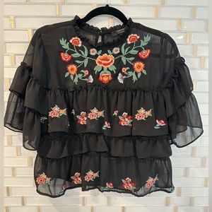 Sheer embroidered top